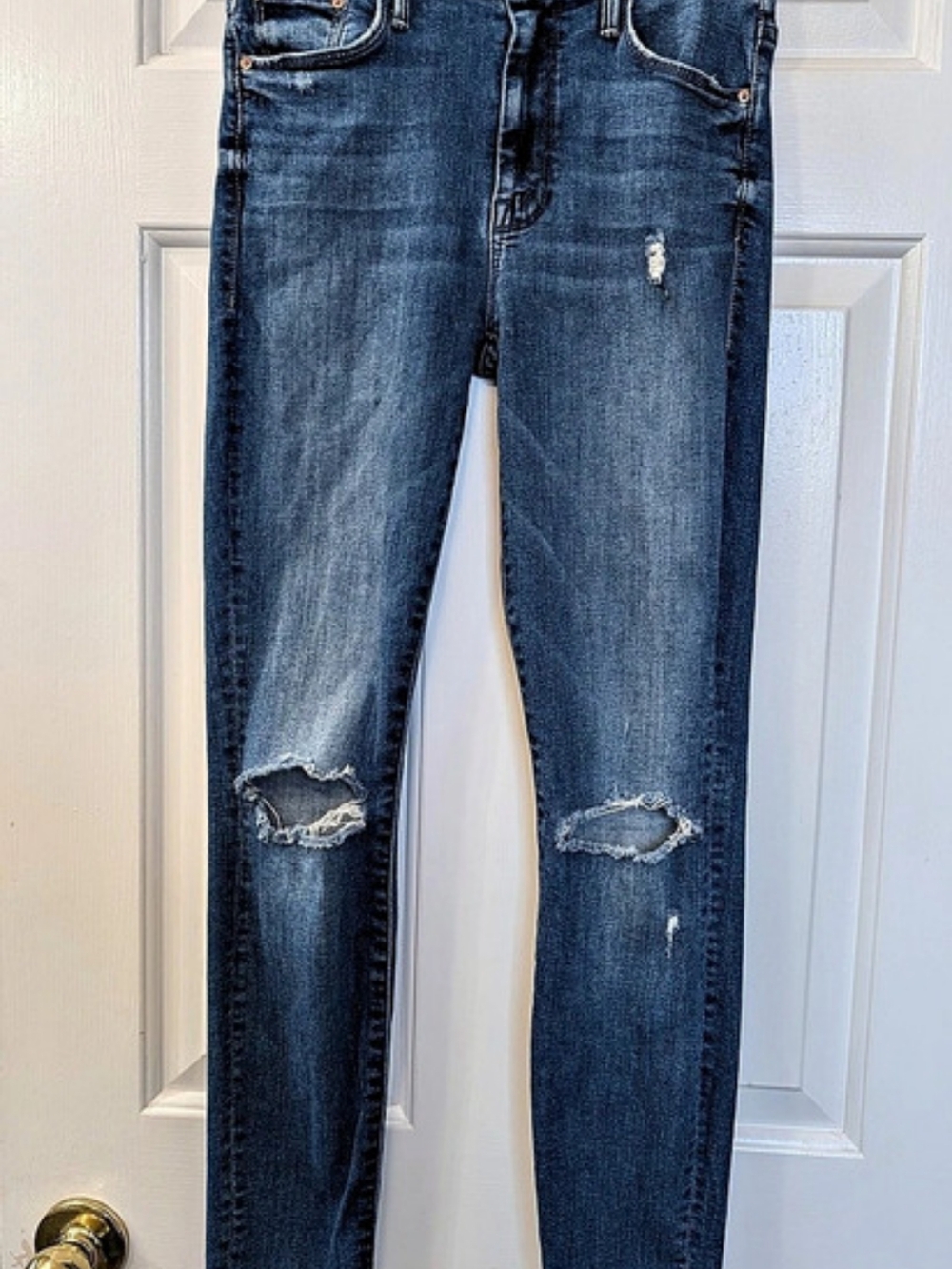 MOTHER The Looker Ankle Fray Jeans Waist 25 Blue